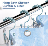 Titanker Shower Curtain Hooks Rings, Rust Resistant Metal Minimalist Simple Double Glide Shower Hooks for Bathroom Shower Rods Curtains, Set of 12 Hooks - Black