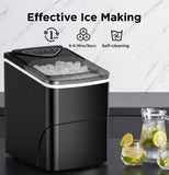 Silonn Ice Maker Countertop, Portable Ice Machine with Carry Handle, Self-Cleaning Ice Makers with Basket and Scoop, 9 Cubes in 6 Mins, 26 lbs per Day, Ideal for Home, Kitchen, Camping, RV