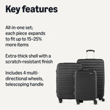 Amazon Basics 3-Piece Hardshell Suitcases Set (21", 26", 30"), Expandable For Up to 25% More Space, With Scratch-Resistant Finish, Four Multi-Directional Wheels, Rose Gold