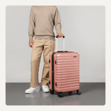 Amazon Basics 3-Piece Hardshell Suitcases Set (21", 26", 30"), Expandable For Up to 25% More Space, With Scratch-Resistant Finish, Four Multi-Directional Wheels, Rose Gold