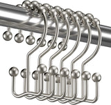 Titanker Shower Curtain Hooks Rings, Rust Resistant Metal Minimalist Simple Double Glide Shower Hooks for Bathroom Shower Rods Curtains, Set of 12 Hooks - Black