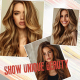 Long Ombre Blonde Wigs for Women 26 inch Long Wavy Middle Part Wig Ombre Blonde Wigs Upgraded Protein Fiber Hair Replacement Wig Cosplay Costume Halloween Wig(26'' Brown Ombre Blonde)