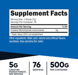 Nutricost Micronized Creatine Monohydrate Powder - 500g (100 Servings) - Pure Unflavored - 5g Per Serving - Non-GMO, Gluten Free