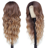 Long Ombre Blonde Wigs for Women 26 inch Long Wavy Middle Part Wig Ombre Blonde Wigs Upgraded Protein Fiber Hair Replacement Wig Cosplay Costume Halloween Wig(26'' Brown Ombre Blonde)