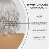 Short Ombre Wavy Wig for Women 14 Inch Shoulder Length Middle Part Curly Wavy Bob Wig Natural Looking Synthetic Heat Resistant Fiber Wig for Daily Party Use