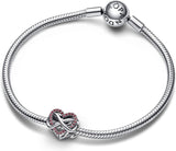 Family Infinity Red Heart Charm - Compatible Moments Bracelets - Jewelry for Women - Made with Sterling Silver & Cubic Zirconia