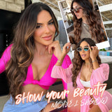 AISI HAIR Black Wig for Women, Long Wavy Lace Hairline Middle Part Synthetic Heat Resistant Wig for Daily Party-26 Inch