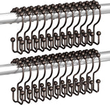 Titanker Shower Curtain Hooks Rings, Rust Resistant Metal Minimalist Simple Double Glide Shower Hooks for Bathroom Shower Rods Curtains, Set of 12 Hooks - Black
