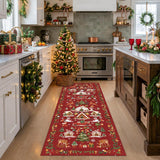 Washable Christmas Rug Runner 2x6 - Xmas Snowflake Green Rug for Kitchen Entryway Non Slip Farmhouse Low Pile Carpet for Laundry Bedroom Bathroom Stain Resistant Floor Mat Pet-Friendly Rug（2x6，Green）
