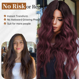 AISI HAIR Black Wig for Women, Long Wavy Lace Hairline Middle Part Synthetic Heat Resistant Wig for Daily Party-26 Inch