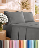 Queen Size 4 Piece Sheet Set - Comfy Breathable & Cooling Sheets - White