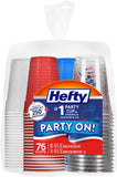 Hefty Party On Disposable Plastic Cups, Assorted, 16 Ounce, 100 Count