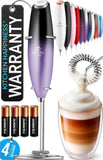 Zulay Kitchen Powerful Milk Frother Wand With Duracell Batteries - Ultra Fast Handheld Drink Mixer - Electric Whisk Foam Maker for Coffee, Lattes, Cappuccino & Matcha - Triple Whisk - Black
