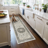 Washable Christmas Rug Runner 2x6 - Xmas Snowflake Green Rug for Kitchen Entryway Non Slip Farmhouse Low Pile Carpet for Laundry Bedroom Bathroom Stain Resistant Floor Mat Pet-Friendly Rug（2x6，Green）