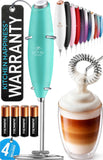 Zulay Kitchen Powerful Milk Frother Wand With Duracell Batteries - Ultra Fast Handheld Drink Mixer - Electric Whisk Foam Maker for Coffee, Lattes, Cappuccino & Matcha - Triple Whisk - Black