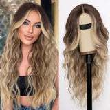 AISI HAIR Black Wig for Women, Long Wavy Lace Hairline Middle Part Synthetic Heat Resistant Wig for Daily Party-26 Inch