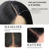 AISI HAIR Black Wig for Women, Long Wavy Lace Hairline Middle Part Synthetic Heat Resistant Wig for Daily Party-26 Inch