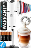 Zulay Kitchen Powerful Milk Frother Wand With Duracell Batteries - Ultra Fast Handheld Drink Mixer - Electric Whisk Foam Maker for Coffee, Lattes, Cappuccino & Matcha - Triple Whisk - Black