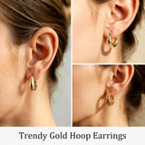 Wgoud 6 Pairs Chunky Gold Hoop Earrings for Women, 14K Gold Plated Hoop Earrings Hypoallergenic, Thick Lightweight Twisted Huggie Hoops Earring Set for Women’s Jewelry GIfts