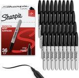 Sharpie Permanent Markers, Fine Tip, Black, 12 Count - Quick Drying, Fade Resistant, For Wood, Plastic, Paper, Metal, And More