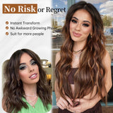 AISI HAIR Black Wig for Women, Long Wavy Lace Hairline Middle Part Synthetic Heat Resistant Wig for Daily Party-26 Inch