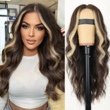 AISI HAIR Black Wig for Women, Long Wavy Lace Hairline Middle Part Synthetic Heat Resistant Wig for Daily Party-26 Inch
