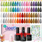 Beetles Gel Nail Polish Kit with U V Light 80Pcs Color Enchantment 55 Colors Gel Polish Starter Kit with Base Top Coat Nail Art Stickers Manicure Tools Gift for Women