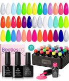 Beetles Gel Nail Polish Kit with U V Light 80Pcs Color Enchantment 55 Colors Gel Polish Starter Kit with Base Top Coat Nail Art Stickers Manicure Tools Gift for Women