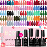 Beetles Gel Nail Polish Kit with U V Light 80Pcs Color Enchantment 55 Colors Gel Polish Starter Kit with Base Top Coat Nail Art Stickers Manicure Tools Gift for Women