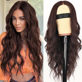 AISI HAIR Black Wig for Women, Long Wavy Lace Hairline Middle Part Synthetic Heat Resistant Wig for Daily Party-26 Inch