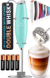 Zulay Kitchen Powerful Milk Frother Wand With Duracell Batteries - Ultra Fast Handheld Drink Mixer - Electric Whisk Foam Maker for Coffee, Lattes, Cappuccino & Matcha - Triple Whisk - Black