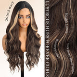 AISI HAIR Black Wig for Women, Long Wavy Lace Hairline Middle Part Synthetic Heat Resistant Wig for Daily Party-26 Inch
