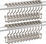 Titanker Shower Curtain Hooks Rings, Rust Resistant Metal Minimalist Simple Double Glide Shower Hooks for Bathroom Shower Rods Curtains, Set of 12 Hooks - Black