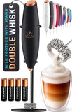 Zulay Kitchen Powerful Milk Frother Wand With Duracell Batteries - Ultra Fast Handheld Drink Mixer - Electric Whisk Foam Maker for Coffee, Lattes, Cappuccino & Matcha - Triple Whisk - Black