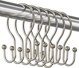 Titanker Shower Curtain Hooks Rings, Rust Resistant Metal Minimalist Simple Double Glide Shower Hooks for Bathroom Shower Rods Curtains, Set of 12 Hooks - Black