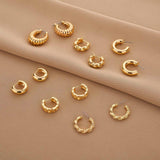 Wgoud 6 Pairs Chunky Gold Hoop Earrings for Women, 14K Gold Plated Hoop Earrings Hypoallergenic, Thick Lightweight Twisted Huggie Hoops Earring Set for Women’s Jewelry GIfts
