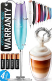 Zulay Kitchen Powerful Milk Frother Wand With Duracell Batteries - Ultra Fast Handheld Drink Mixer - Electric Whisk Foam Maker for Coffee, Lattes, Cappuccino & Matcha - Triple Whisk - Black