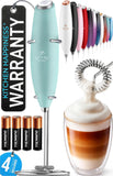 Zulay Kitchen Powerful Milk Frother Wand With Duracell Batteries - Ultra Fast Handheld Drink Mixer - Electric Whisk Foam Maker for Coffee, Lattes, Cappuccino & Matcha - Triple Whisk - Black
