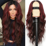 AISI HAIR Black Wig for Women, Long Wavy Lace Hairline Middle Part Synthetic Heat Resistant Wig for Daily Party-26 Inch