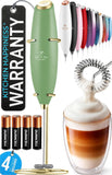 Zulay Kitchen Powerful Milk Frother Wand With Duracell Batteries - Ultra Fast Handheld Drink Mixer - Electric Whisk Foam Maker for Coffee, Lattes, Cappuccino & Matcha - Triple Whisk - Black