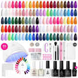 Beetles Gel Nail Polish Kit with U V Light 80Pcs Color Enchantment 55 Colors Gel Polish Starter Kit with Base Top Coat Nail Art Stickers Manicure Tools Gift for Women