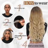 AISI HAIR Black Wig for Women, Long Wavy Lace Hairline Middle Part Synthetic Heat Resistant Wig for Daily Party-26 Inch