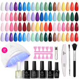 Beetles Gel Nail Polish Kit with U V Light 80Pcs Color Enchantment 55 Colors Gel Polish Starter Kit with Base Top Coat Nail Art Stickers Manicure Tools Gift for Women