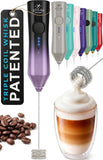 Zulay Kitchen Powerful Milk Frother Wand With Duracell Batteries - Ultra Fast Handheld Drink Mixer - Electric Whisk Foam Maker for Coffee, Lattes, Cappuccino & Matcha - Triple Whisk - Black