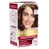 L'Oreal Paris Excellence Crème Permanent Hair Dye, Triple Care Hair Color with Hyaluronic Acid for 100% Gray Coverage, 4 Dark Brown, 1 Kit (Packaging May Vary)