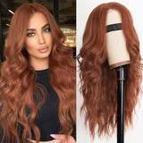 AISI HAIR Black Wig for Women, Long Wavy Lace Hairline Middle Part Synthetic Heat Resistant Wig for Daily Party-26 Inch