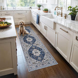 Washable Christmas Rug Runner 2x6 - Xmas Snowflake Green Rug for Kitchen Entryway Non Slip Farmhouse Low Pile Carpet for Laundry Bedroom Bathroom Stain Resistant Floor Mat Pet-Friendly Rug（2x6，Green）