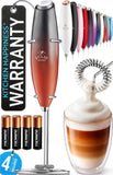 Zulay Kitchen Powerful Milk Frother Wand With Duracell Batteries - Ultra Fast Handheld Drink Mixer - Electric Whisk Foam Maker for Coffee, Lattes, Cappuccino & Matcha - Triple Whisk - Black