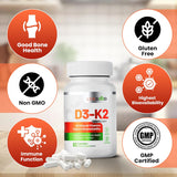 LIVEGOOD™ Vitamin D3 + K2 All Natural Bone, Muscle & Immune System Support, Vegan & Non-GMO, 60 Capsules