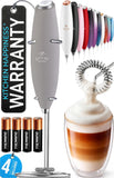 Zulay Kitchen Powerful Milk Frother Wand With Duracell Batteries - Ultra Fast Handheld Drink Mixer - Electric Whisk Foam Maker for Coffee, Lattes, Cappuccino & Matcha - Triple Whisk - Black